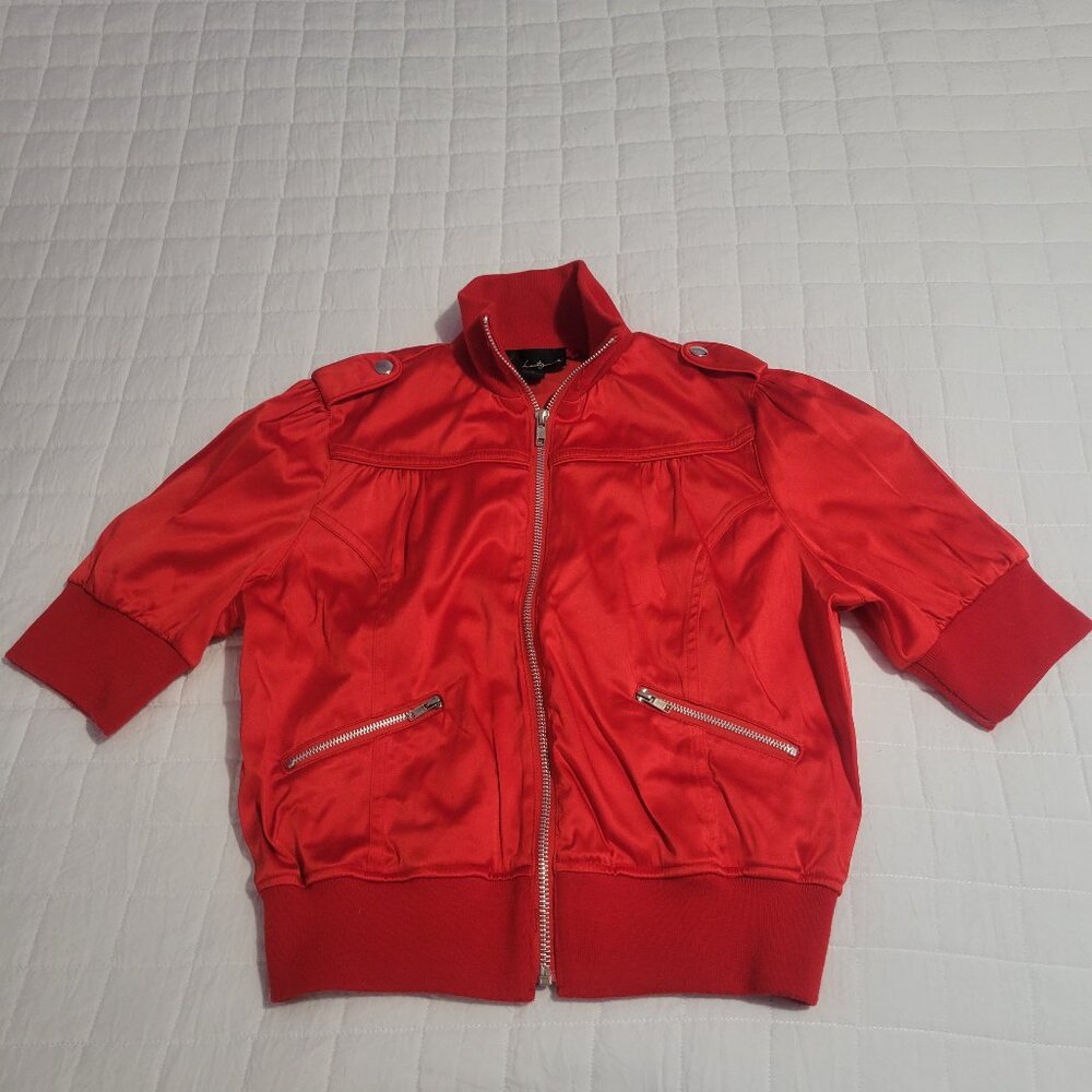 Cropped Forever21 red satin jacket